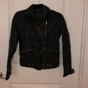 Black “leather” jacket with asymmetrical zipper